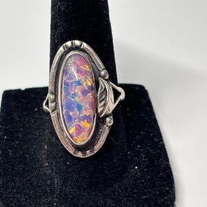 Vintage Sterling Silver Opal Inlay Ring – Size 7